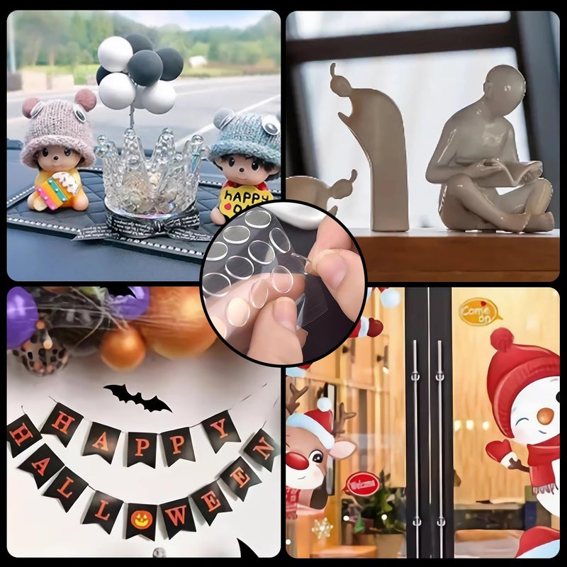Gukoo 210 Pcs Double Sided Tape Museum Gel Sticky Tack, Removable Non-Marking 20mm/0.78" Round Double Sided Adhesive Dots Poster Putty for Crafts Balloons Festival Home Office Party Decorations - Image 3